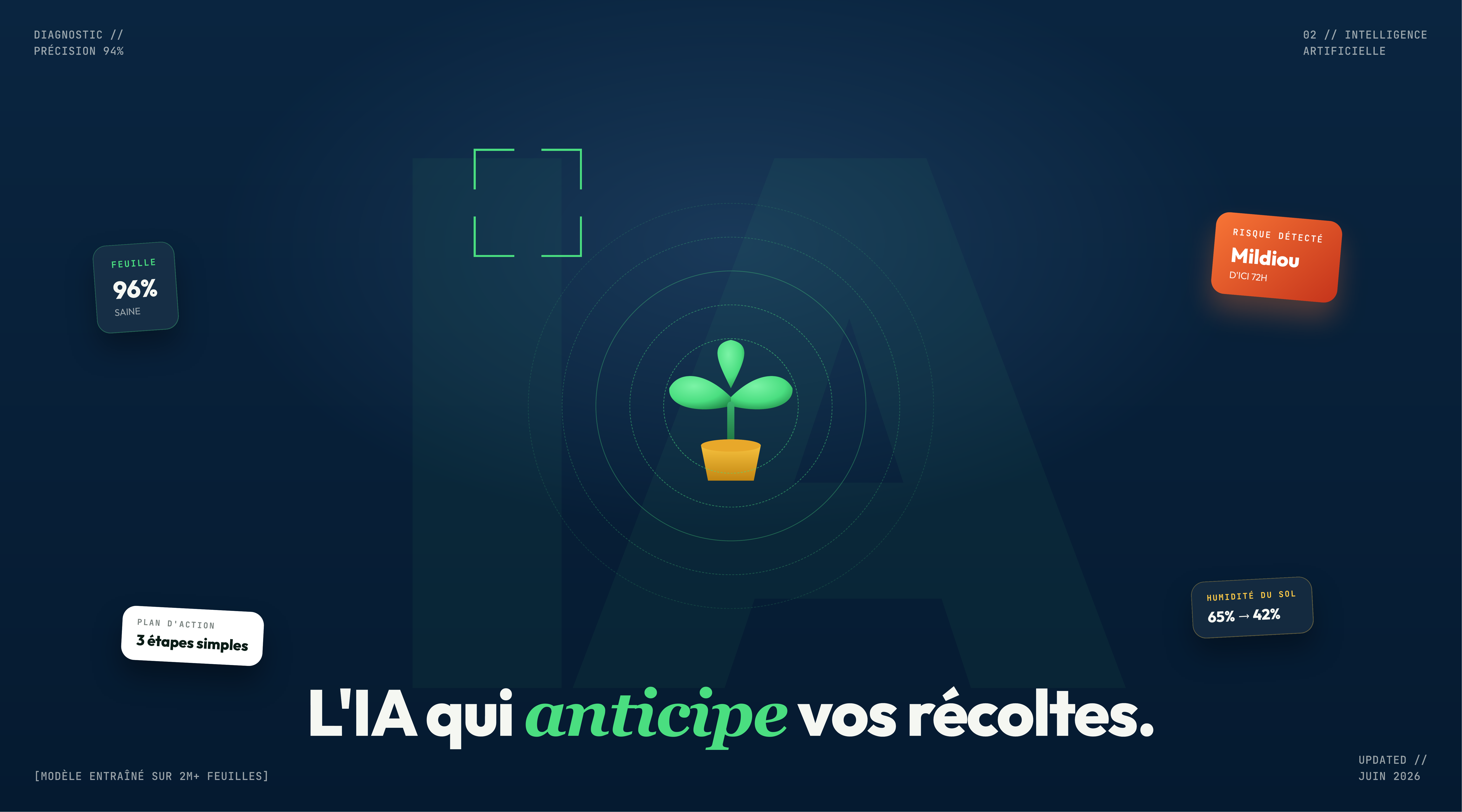 Leafline, application mobile et identité pour le suivi des cultures par IA, visuel 3